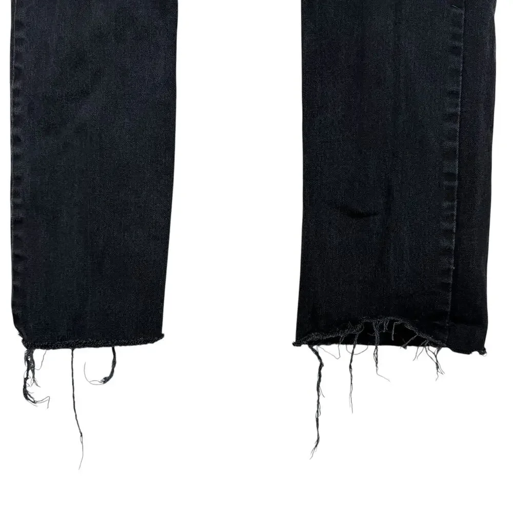 Levi's 511 Jeans Men 34x26 Black Denim Frayed Hem Mid-Rise Slim Fit Straight Leg